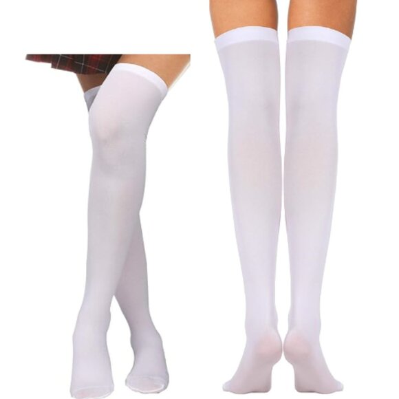 Leg Avenue White Mini Cropped Satin Gloves & Thigh High Stockings 🆕SHIPS⌚😮‍💨⚡ - Picture 11 of 13